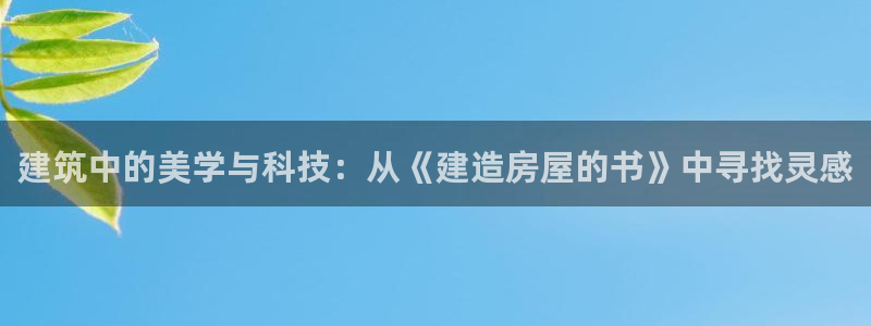 威九国际免费：建筑中的美学与科技：从《建造房屋的书》中寻找灵感